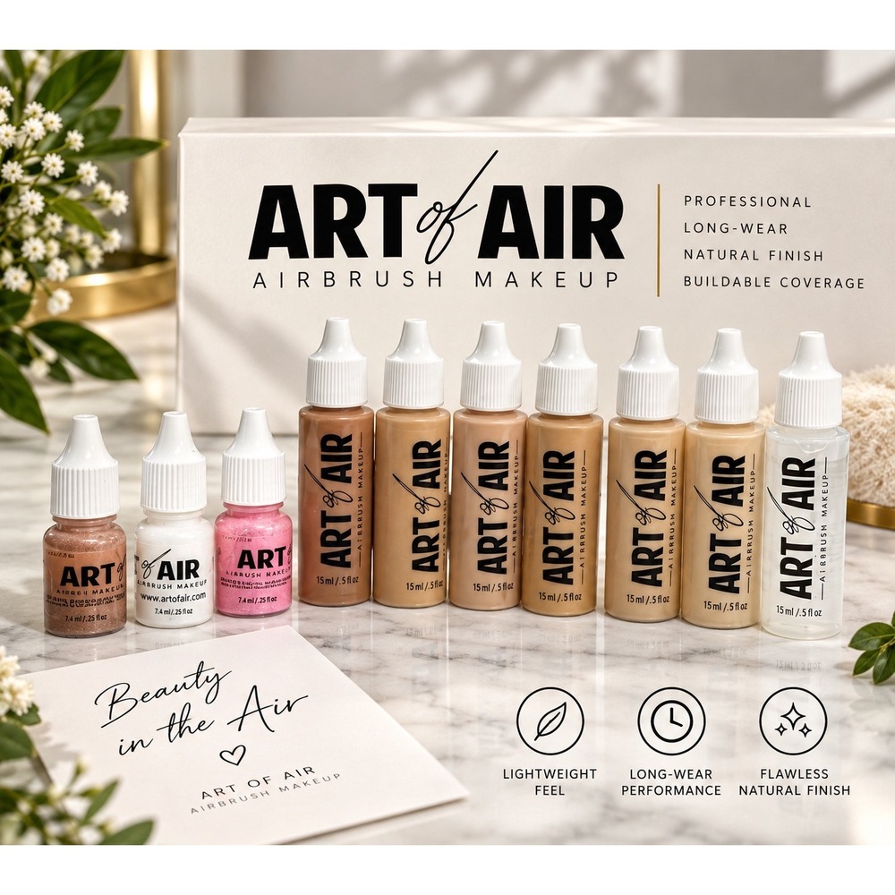 Art of Air Professional Airbrush Makeup Set Foundations Primer Blush Bronzer